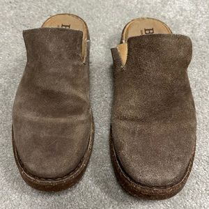 Born Brown Distressed Suede Leather Slides Mules Women’s Size 8